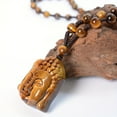 thumbnail image 4 of Natural Stone Tiger'S Eye Stone Buddha Head Pendant Beads Necklace Hand-Woven Tiger'S Eye Stone Sakyamuni Pendant,A, 4 of 6