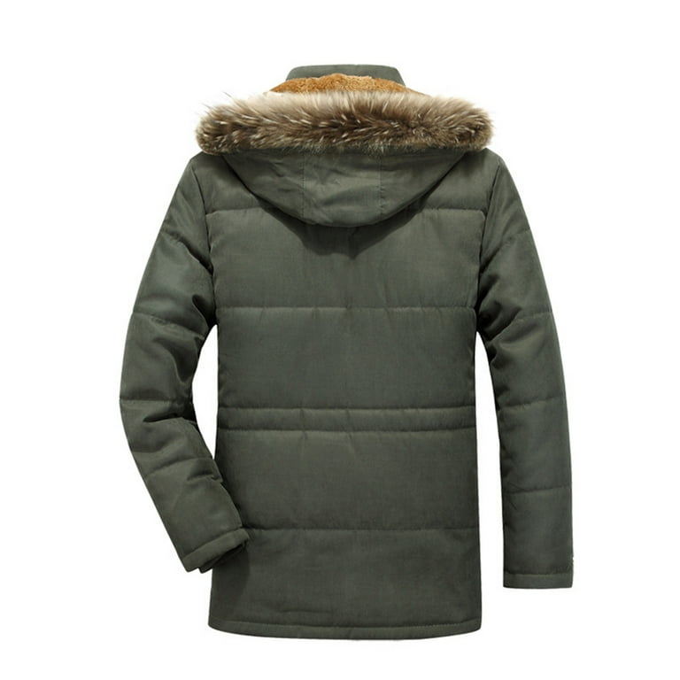 Leey-world Long Winter Coats for Men Men's Puffer Jacket Lightweight Hooded Packable Warm Winter Puffy Jackets Coat Army Green,L, Adult Unisex, Size