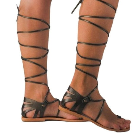 

Babysbule Womens Clearance Sandals Summer Women Sandals Narrow Band Square Toe Flat Shoes Cross Strap Shoes