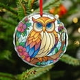 thumbnail image 4 of Crystal Glass Christmas Ornament Stained Glass-style Owl Holiday Ornaments Funny Animal for Home Office Xmas Tree Decor, 4 of 8