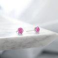 thumbnail image 4 of Gem Stone King Platinum Stud Earrings for Women Men Set with 6mm Round Pink Zirconia, 4 of 6