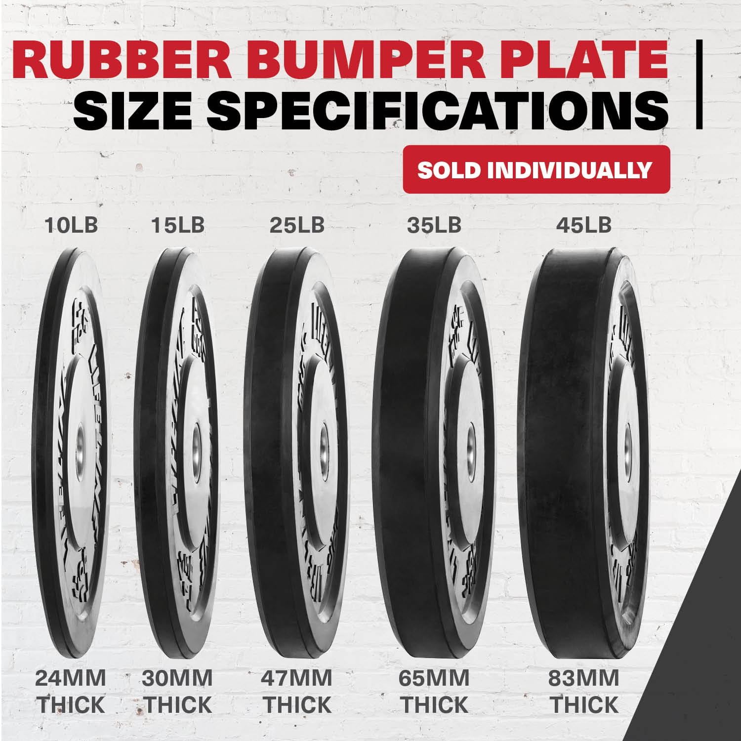 Lifeline Fitness Olympic 35 lb. Rubber Bumper Weight Plate - Single 2" Barbell Plate for Home Gym Equipment, Fitness equipment for use with weight bench
