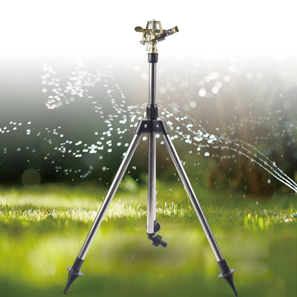 Lawn Impact Sprinkler on Tripod Base Stainless Steel Duty Farm Sprinkle Sturdy and Durable Suitable for Most Kinds of Garden Hoses.