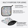 thumbnail image 3 of Yayeee Oven Mitts and Pot Holder Set of 2 Heat Resistant Kitchen Gloves Baking Hot Pad, Light Blue Shimmering Pattern, 3 of 5