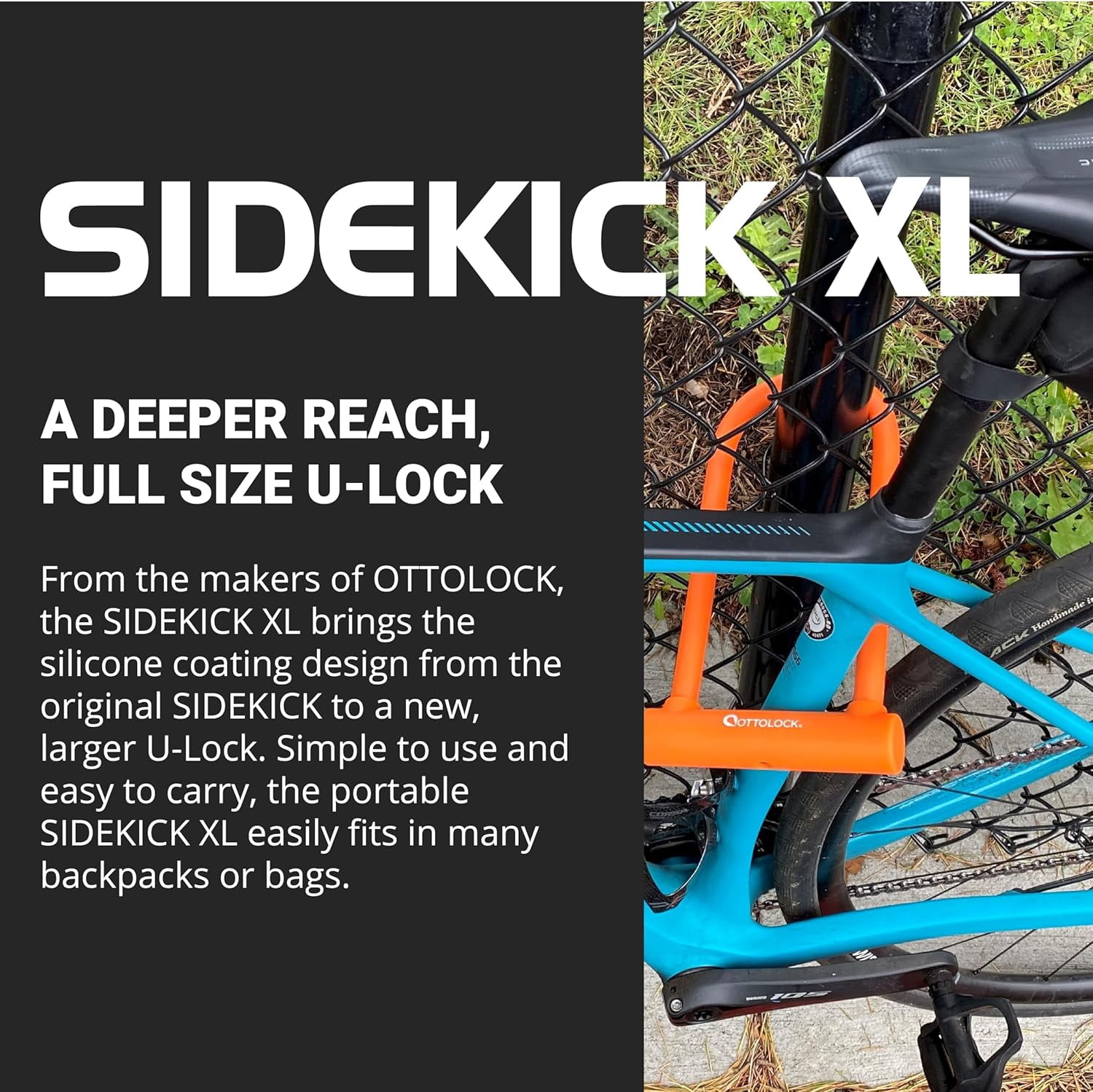 Compact U-Lock and Cable Bundle - Heavy Duty Anti Theft Bicycle U-Lock with Keys, Silicone-Coated, Bike Accessories, Orange