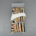 thumbnail image 2 of Ambesonne Birthday Bedding Set 4 Pcs, Wooden Printing Blocks, Queen, Pale Brown Dark Blue, 2 of 3