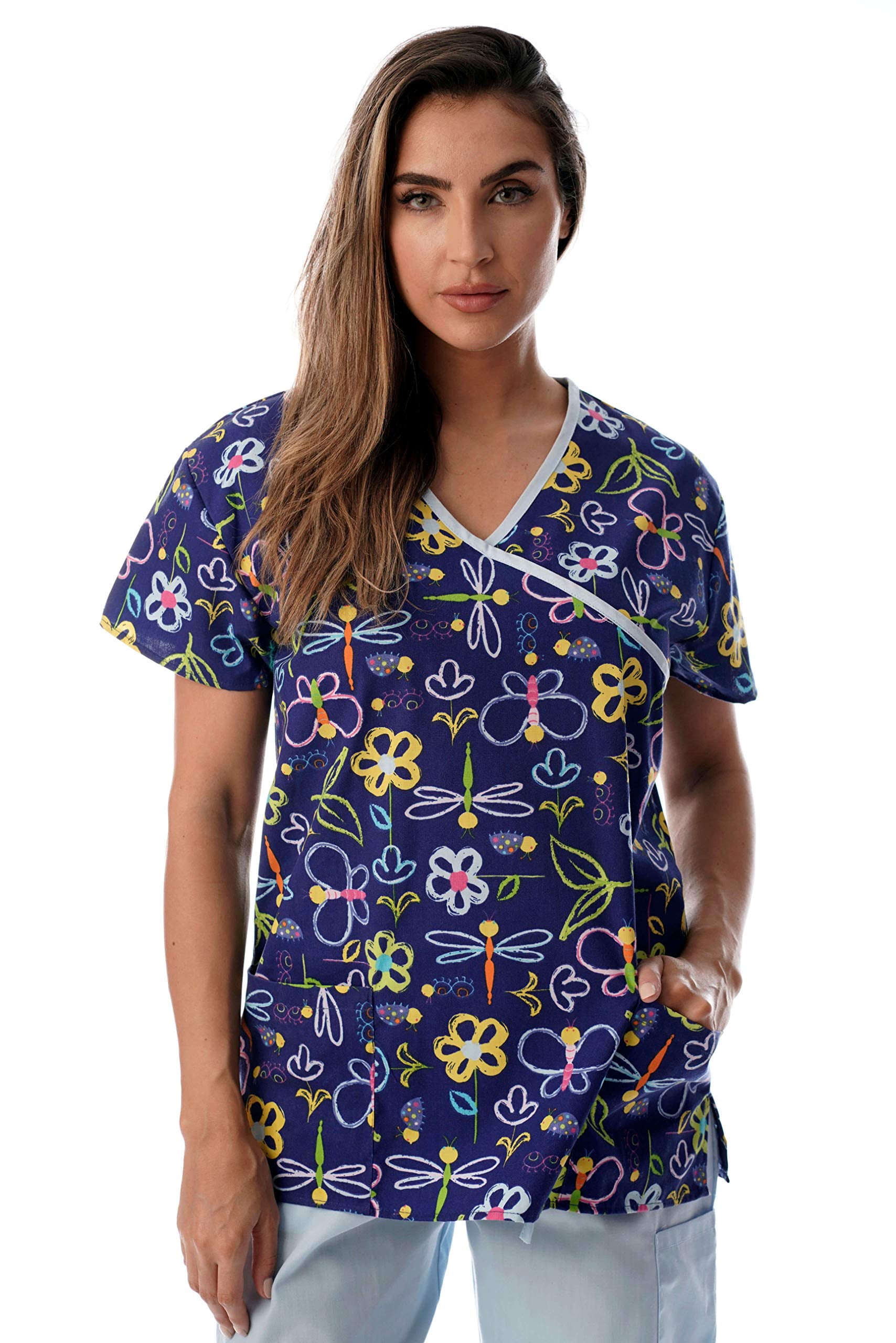 Just Love Women’s Scrub Tops VNeck Nursing Scrubs with 2 Pockets