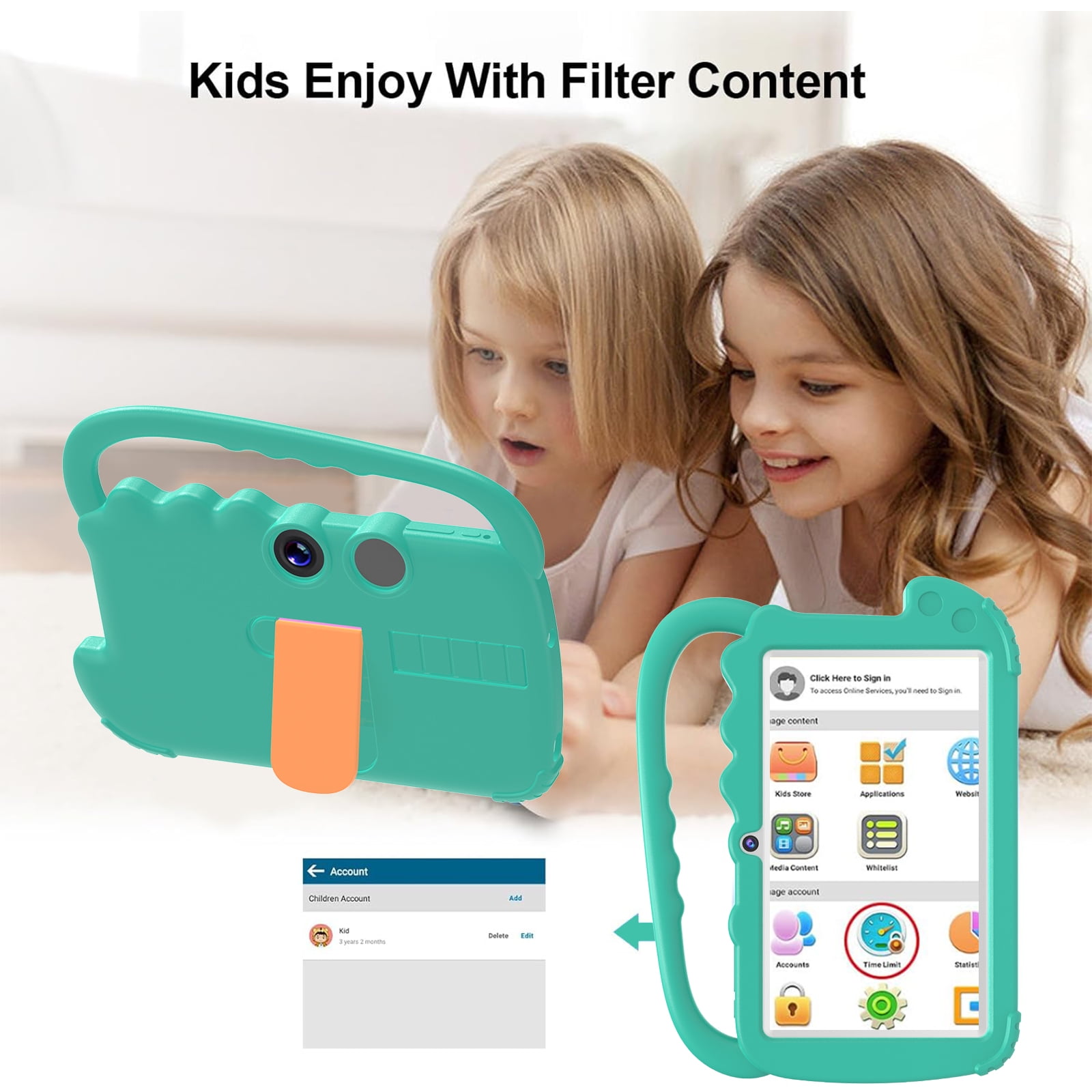 Kids Tablet, Toddler Tablet, 7" Tableta for Boys Girls, 32GB ROM 4GB RAM Android Tablet, WiFi Dual Camera Safety Eye Protection Screen, Parental Control APP, Latest Model Kid Tablets.