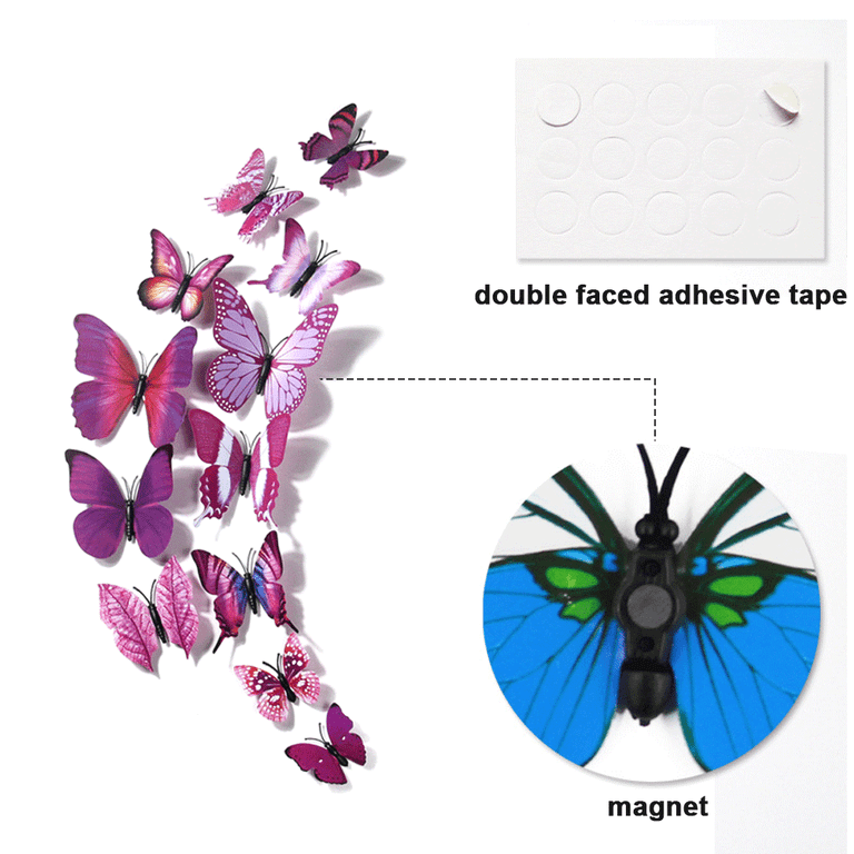 OPSEAM Butterfly Wall Decor 24 48 Pcs 3D Butterflies Stickers for Party Decorations with Magnets Multiple Colour at MechanicSurplus.com