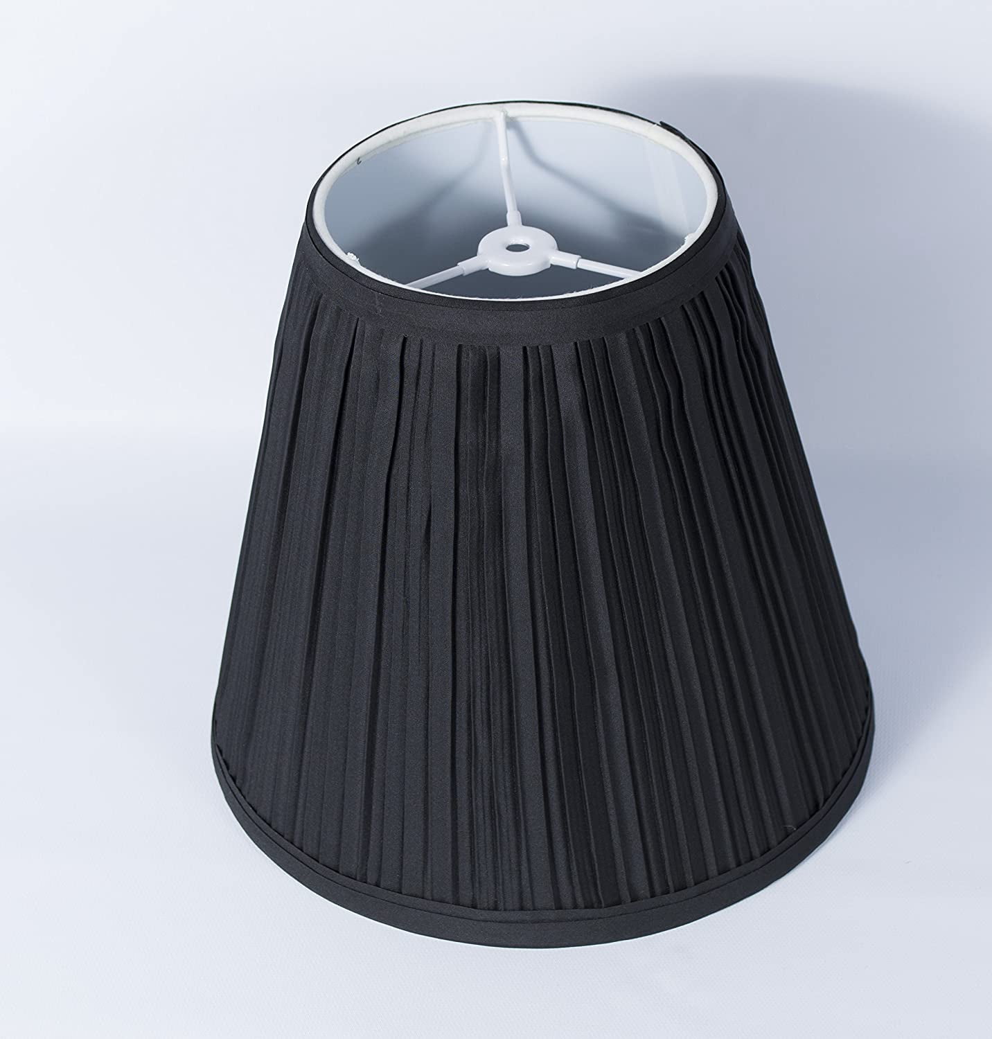 Urbanest Hardback Faux Silk Mushroon Pleated Lamp Shade – 5" Top x 9" Bottom x 8.5" Slant Height – Black Lamp Shade – Classic Hardback Lampshade for Table Lamp, Wall Lamp & Accent Lighting - 2 Pieces