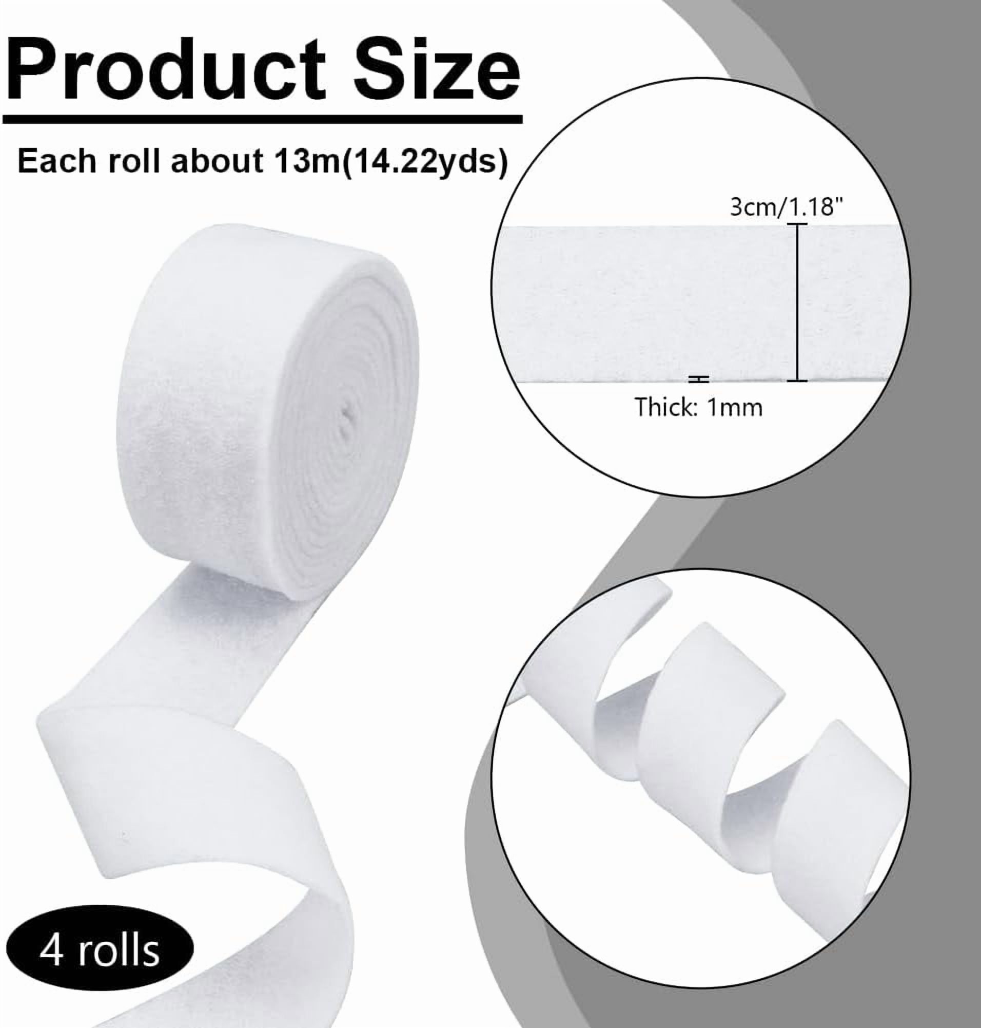 4 Roll Upholstery Cotton Rolls Cotton Batting Roll Cotton Blend Fleece Batting Needle-Punched Cotton Batting for DIY Crafts Quilts Jelly Roll Rugs Baskets 1.18inch Wide 1mm Thick