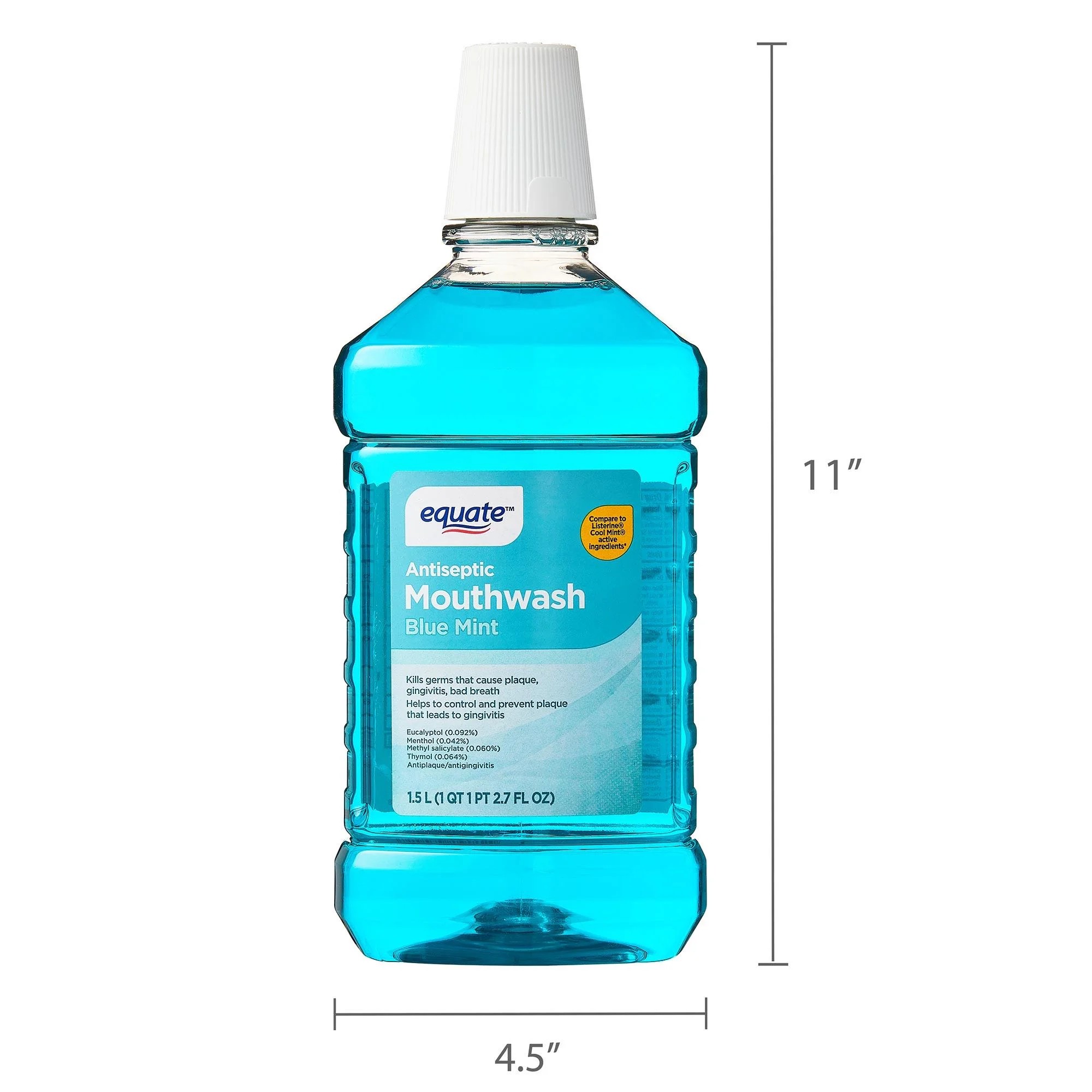 Equate Enjuague Bucal Antiséptico, Menta Azul, 1.5 L 7