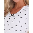 thumbnail image 5 of DARING DIVA Women's Short Sleeve Heart Print Lace Trim Ribbed Nightgown M White, 5 of 6