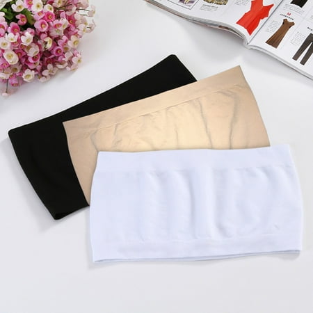 

TWIFER Tube Tops For Women Seamless Tops Bandeau Yoga 3PC Women Strapless Padded Bra