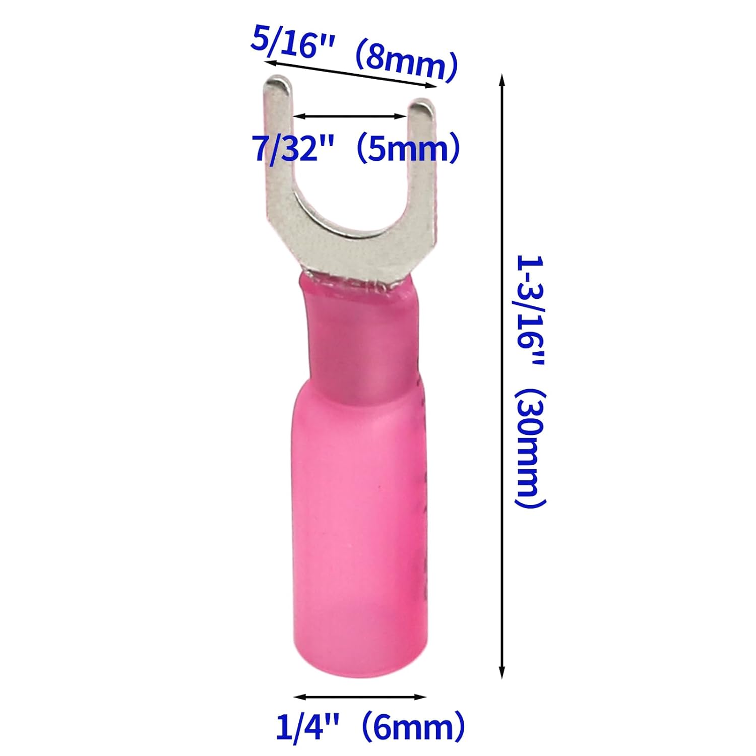 10022-16 fork connector, red heat shrink fork terminals, waterproof and insulated electrical crimp connectors, suitable for ships trucks stereo
