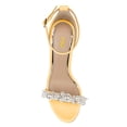 thumbnail image 2 of FSJ Women Bridal Round Open Toe Sandals Pearl Wedding Wedges Heel Buckle Ankle Strap Comfortable Evening Pump Shoes Size 15 Yellow, 2 of 4