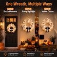 thumbnail image 4 of Halloween Glowing Ghost Wreath, Light-up Spooky Wreath with 12 Ghost Decor, RC, 6H Timer, Ideal for Halloween Party (D 16x3inch), 4 of 9