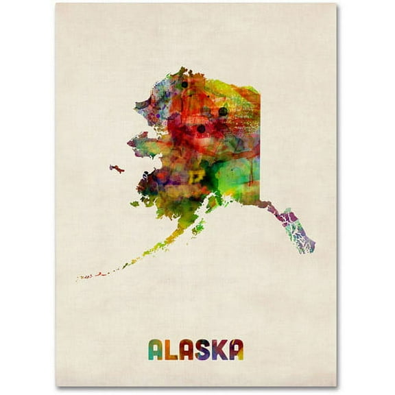 Trademark Fine Art "Alaska Map" Canvas Wall Art by Michael Tompsett