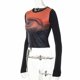 thumbnail image 3 of Gibobby Playera De Algodón de cuello redondo de manga larga con estampado de ombligo expuesto, camiseta informal para mujer（Rojo， M), 3 of 4