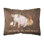 Carolines Treasures SB3083PW1216 Welcome to the Farm with the pig and chicken Canvas Fabric Decorative Pillow , 12H