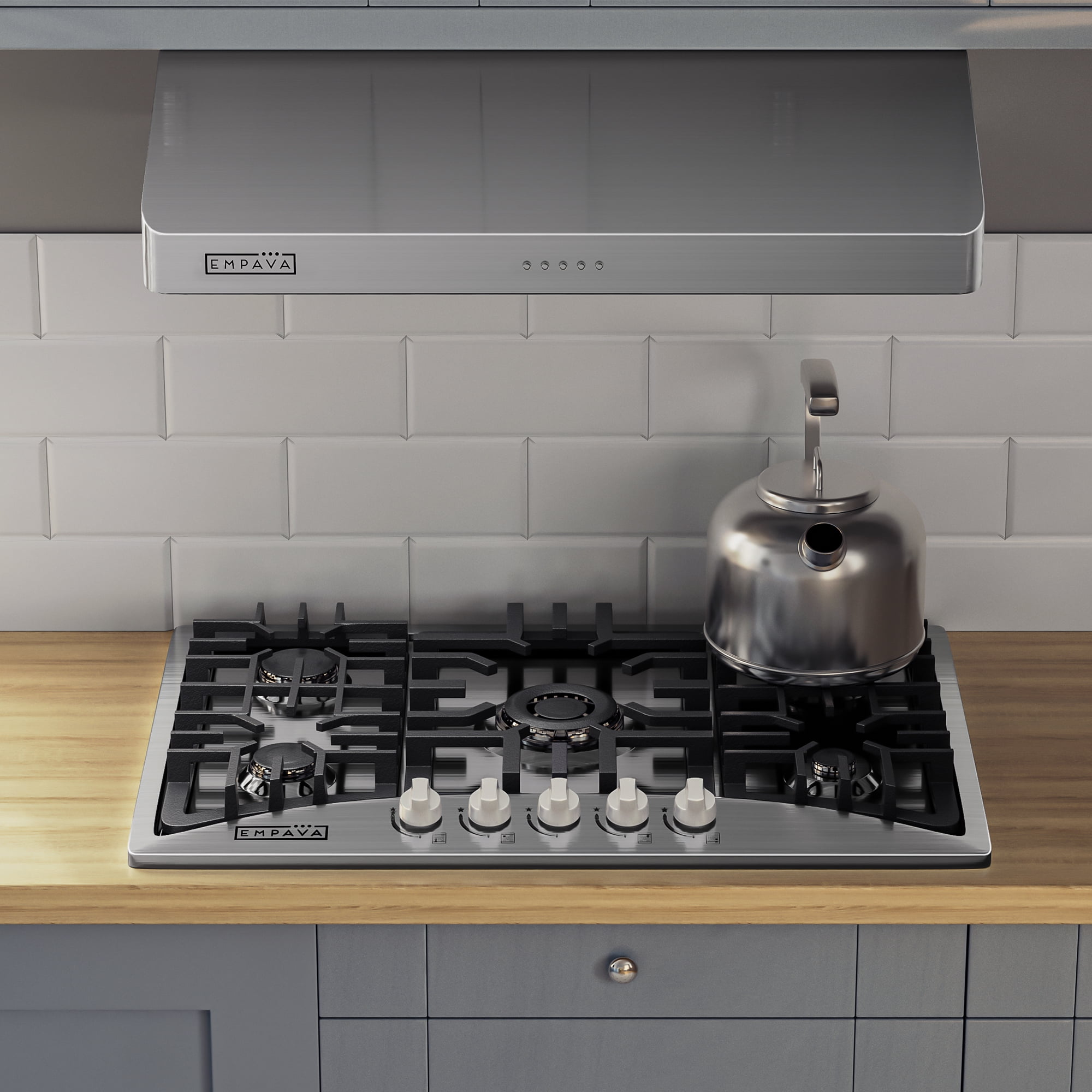 mpava 30 In. 500 CFM Ducted Under Cabinet Range Hood with Push Button Controls