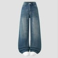 thumbnail image 2 of WMTBSRSW Teen Girls Wide Leg Jeans Cute High Waisted Baggy Denim Pants with Pockets Y2K Boyfriend Skater Streetwear Kids Clothes Dark Blue 15-16 Years, 2 of 6