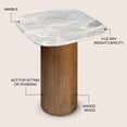 thumbnail image 4 of JONATHAN Y Milos 18" Rustic Minimalist Square Marble/Wood Accent Table, White Marble/Honey Wood, END5004B, 4 of 7