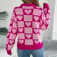 thumbnail image 4 of vigerkar Women's Fall Winter Crew Neck Long Sleeve Cute Heart Pattern Loose Knit Pullover Sweaters Jumper Tops (Pink, M), 4 of 8