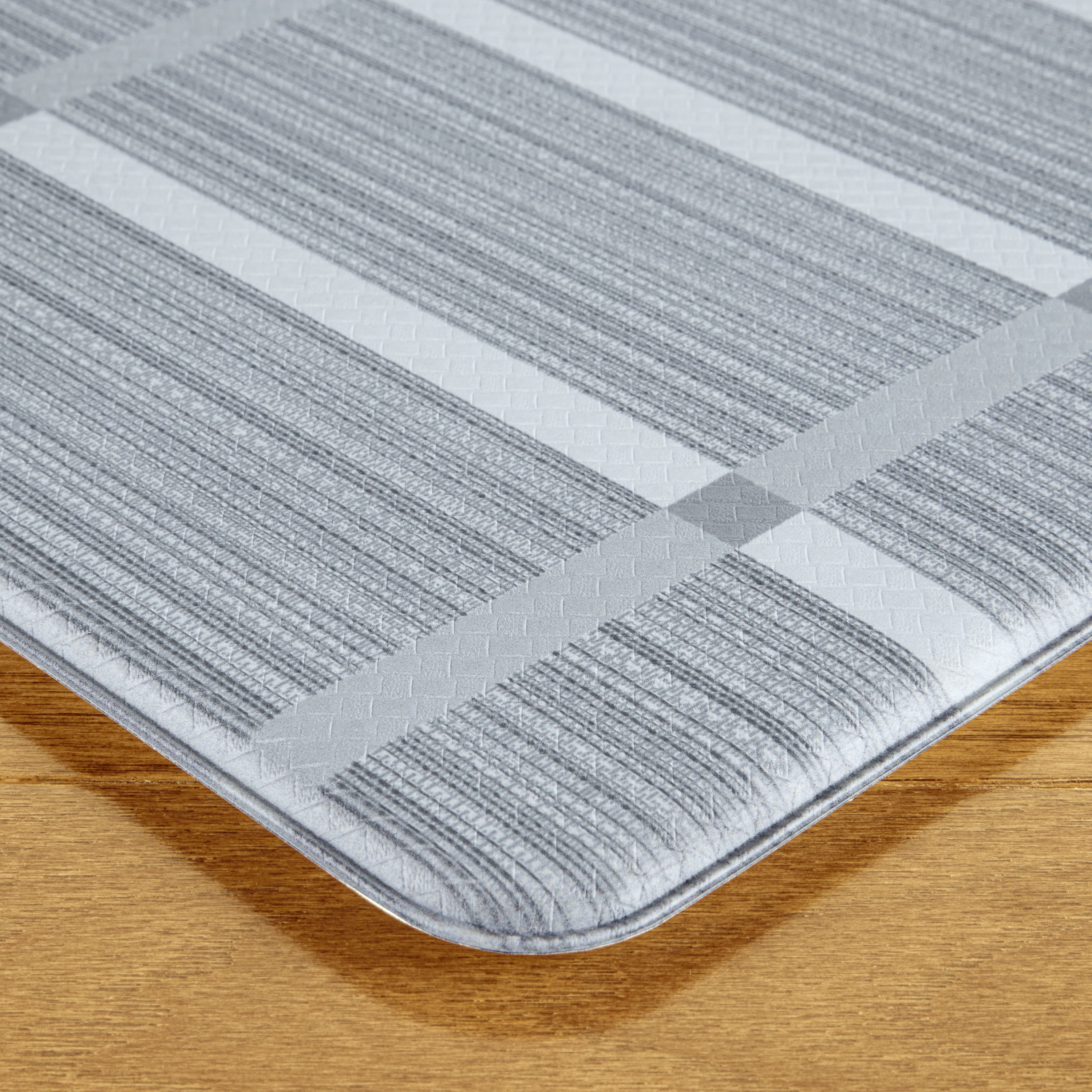 TOWN & COUNTRY BASICS Comfort Plus Windowpane Plaid Anti Fatigue Comfort Mat, Kitchen Runner Mat, Standing Desk Mat, Dorm Room Rug, Non-Slip Backing, Dark Grey, 18"x55"