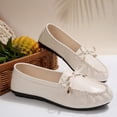 thumbnail image 4 of WAVSUF Women's Wide Width Loafers, Faux Leather Versatile Bow Soft Sole Casual Work Driving Shoes Beige 7.5, 4 of 9