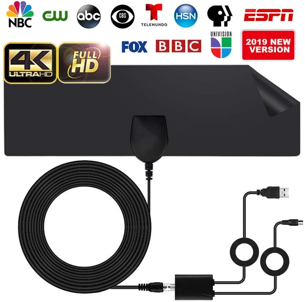 Amplified HD Digital TV Antenna 2019 Upgraded Version Works for Fire tv Stick 130+Miles Long-Range Reception Indoor HDTV Antenna with Amplifier Support 4K 1080P VHF UHF TV Channels