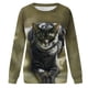 thumbnail image 4 of Camisas Para Mujer Moda Animalia Impreso Manga Larga Cuello Redondo Casual Tee Tops Blusa Odeerbi ODB123944, 4 of 5