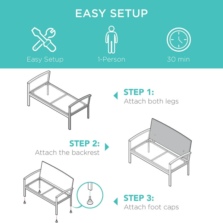 Best Choice Products 2-Person Wicker Bench, 700lb Capacity photo 4