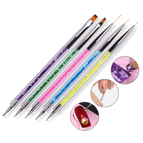 Double Ended Dotting Pens Design Kit with Acrylic Brushes for Home Salon Manicure Tools 5PCS