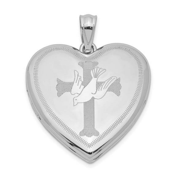 Sterling Silver Dove with Cross Heart Locket