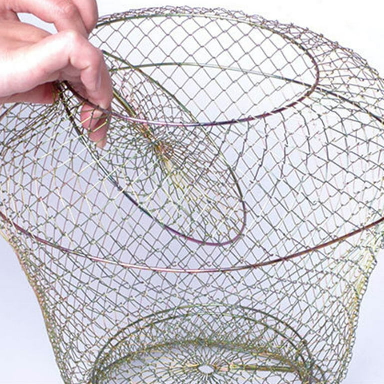 ROBOT-GXG Lobster Mesh Fishing Net Prawn Crab Cage Folding Trap Net Foldable  Metal Wire Fish Shrimp Basket 