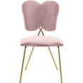 thumbnail image 3 of Velvet Dining Chair Pink Upholstered Accent Chair Gold Legs Modern Kitchen Chair, 3 of 6