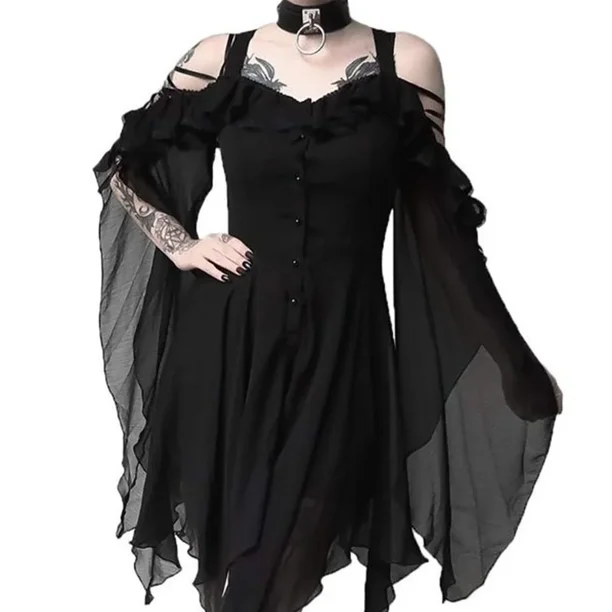 Vestido Medieval renacentista Retro, vestido de noche gótico, fiesta Rave, Halloween, Carnaval, Pirata, bruja, Horror, disfraz de Cosplay