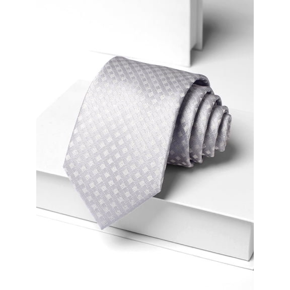 Yongchuantie Men's 3.15" Necktie Silver Checkered Pattern Tie 8CM Wide Tie Gift Box