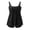Black, variant on Women Plus Size Swim Tops High Waist Tankini Top For Plus Size Swimwear Solid Color Swim Shirt With Built In Bra Black XXL