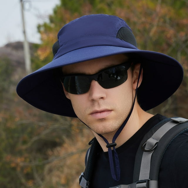 Men Mountaineering Fishing Solid Color Hood Rope Outdoor Shade Foldable Casual Breathable Bucket Hat