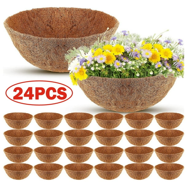 24 Pieces Coconut Fiber Planter Liners Natural Coco Planter Liners