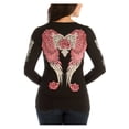thumbnail image 3 of Liberty Wear Women's Rose & Heart Embellished V-Neck Long Sleeve Shirt (L), 3 of 3