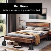 TiokMc Heavy Duty Bed Risers 8 Pack, Adjustable 3, 5 & 8 Inch Stackable Furniture Elevators, Black Plastic Blocks for Beds, Couches, Desks, Chairs, Max 1500 lbs