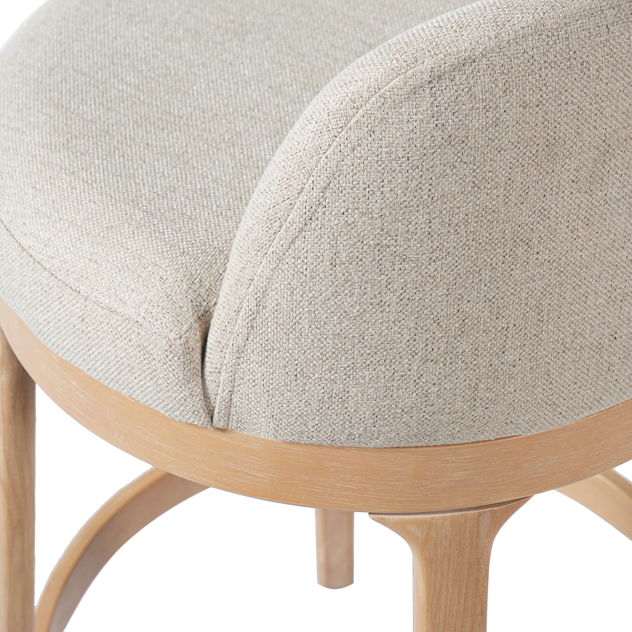 Christopher Knight Home 33"H Wooden Beige Upholstered Counter Stools with Round Seat, Natural Finish, Set of 2