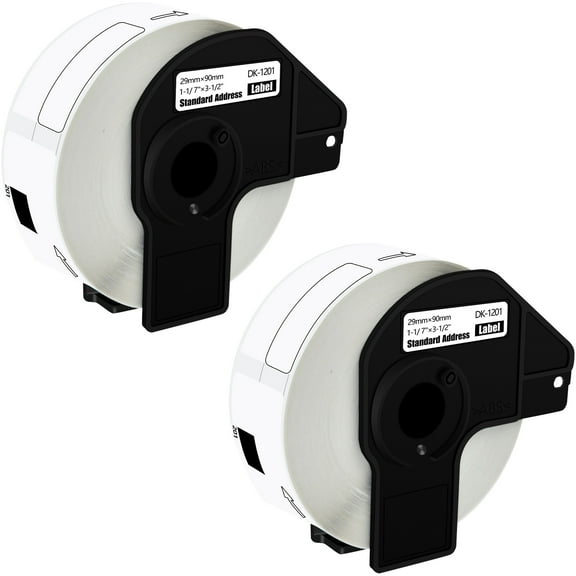 GREENCYCLE 2 Roll 29mm(1-1/7")x 90mm(3-1/2") Standard Address White Label Tape Compatible for Brother DK1201 DK-1201 with Cartridge Used in QL-500 QL-550 QL-570 QL-700 QL-800 Label Printer