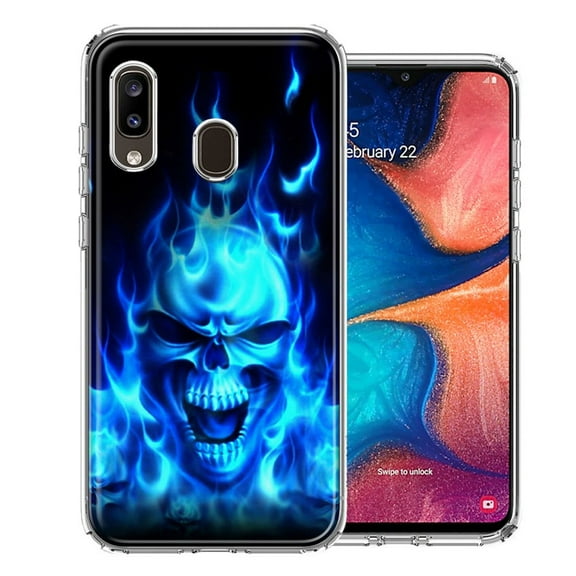 MUNDAZE For Samsung A20 Flaming Skull Design Double Layer Phone Case Cover