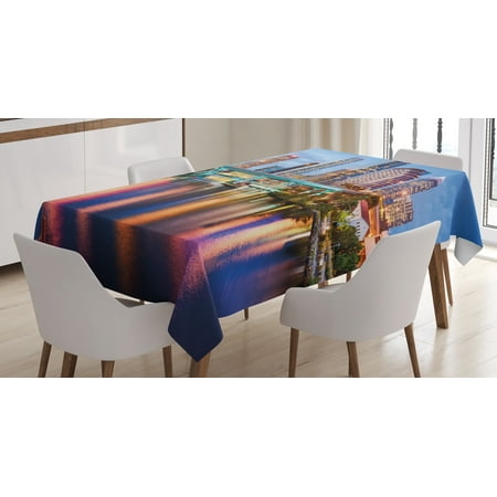 

Ambesonne City Tablecloth Rectangular Table Cover Hillsborough River USA 60 x84 Multicolor