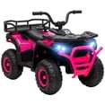 thumbnail image 2 of Qaba 12V Kids ATV, Battery Powered 4 Wheeler Quad with Spring Suspension Wheels, Rear Storage Basket, Lights, Music, Pink, 2 of 9