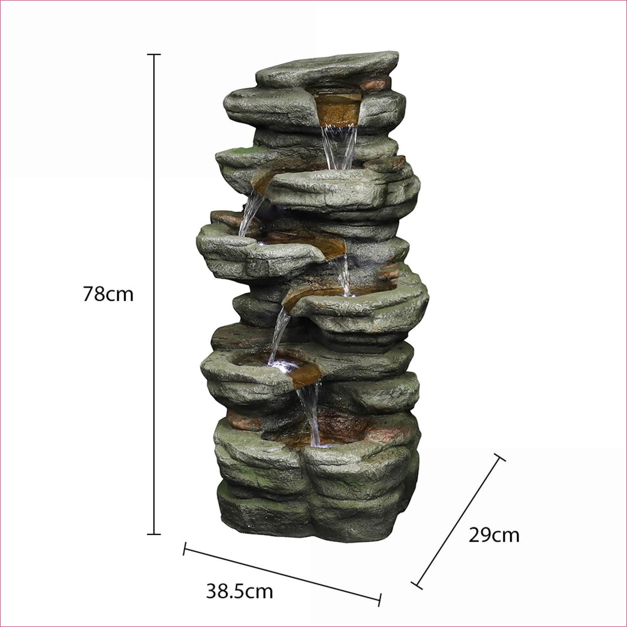Tammesy Outdoor 6-Tier Water Fountain with LED Lights - Waterfall Fountain